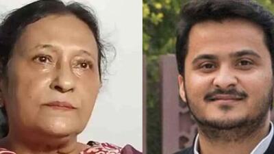 Senior SP leader Azam Khan’s wife Tazeen Fatima and son Abdullah Azam. (FILE PHOTO) Senior SP leader Azam Khan’s wife Tazeen Fatima and son Abdullah Azam. (FILE PHOTO)