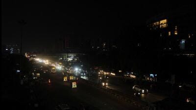 Vehicles move on a road during the blackout drill, in Gurugram on Saturday. (PTI) Vehicles move on a road during the blackout drill, in Gurugram on Saturday. (PTI)