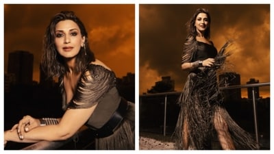 Sonali Bendre stunned in a brown fringe dress and tousled wet hair. (Instagram) Sonali Bendre stunned in a brown fringe dress and tousled wet hair. (Instagram)