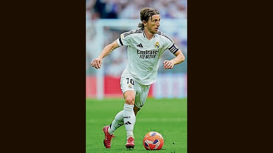 Luka Modric finishes his footballing career at the astonishing age of 39, still pencil-thin but with calves that now look like they were sculpted by Michelangelo. (AP)