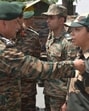 Army chief Gen Upendra Dwivedi honouring BSF Assistant Commandant Neha Bhandari in Akhnoor on Saturday. (Courtesy: X)
