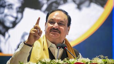BJP national president JP Nadda at the event in New Delhi on Sunday. (PTI) BJP national president JP Nadda at the event in New Delhi on Sunday. (PTI)