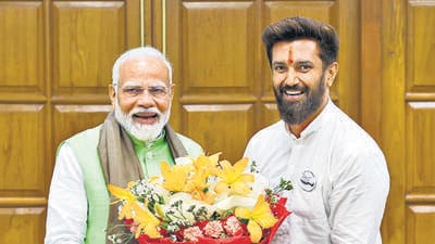 Prime Minister Narendra Modi with Chirag Paswan. (PTI) Prime Minister Narendra Modi with Chirag Paswan. (PTI)