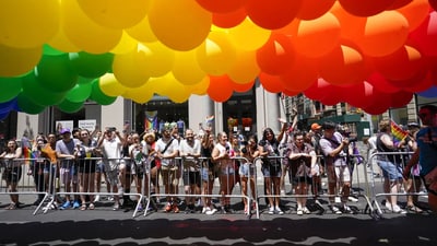 The first LGBTQ+ Pride march took place in June 1970, a year after New York City Police officers stormed the Stonewall Inn in Greenwich Village, causing a six-day protest in the neighborhood. (AP) The first LGBTQ+ Pride march took place in June 1970, a year after New York City Police officers stormed the Stonewall Inn in Greenwich Village, causing a six-day protest in the neighborhood. (AP)