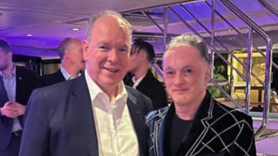 Gautam Singhania (R) with Prince Albert of Monaco. (Instagram/@gautamsinghania99) Gautam Singhania (R) with Prince Albert of Monaco. (Instagram/@gautamsinghania99)