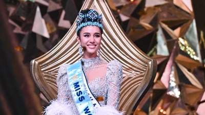 Opal Suchata Chuangsri of Thailand crowned Miss World 2025, in Hyderabad on Saturday. (Mohammed Aleemuddin) Opal Suchata Chuangsri of Thailand crowned Miss World 2025, in Hyderabad on Saturday. (Mohammed Aleemuddin)