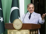 Pakistan's Prime Minister Shehbaz Sharif speaks in a joint press conference with Iran President Masoud Pezeshkian on May 26.