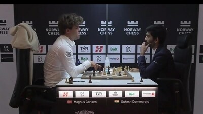 Magnus Carlsen apologised to D Gukesh following his table-banging outburst at Norway Chess 2025. (Twitter) Magnus Carlsen apologised to D Gukesh following his table-banging outburst at Norway Chess 2025. (Twitter)