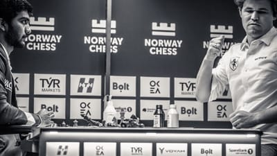 The result saw Magnus Carlsen slam the table in frustration. (Twitter (Norway Chess / Michal Walusza)) The result saw Magnus Carlsen slam the table in frustration. (Twitter (Norway Chess / Michal Walusza))