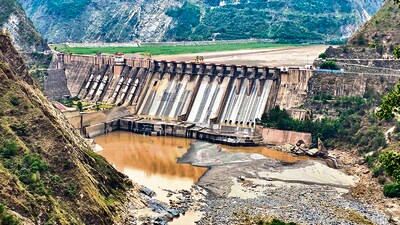 All gates of Salal Dam in India on the Chenab River closed after suspension of the Indus Waters Treaty in May. (PTI) (PTI) All gates of Salal Dam in India on the Chenab River closed after suspension of the Indus Waters Treaty in May. (PTI) (PTI)