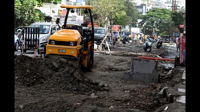 Despite an earlier directive to wrap up all digging and road-related work before the monsoon, many stretches across the city remain dug up. (FILE) Despite an earlier directive to wrap up all digging and road-related work before the monsoon, many stretches across the city remain dug up. (FILE)