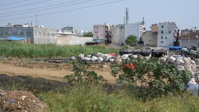 Marshland in Jahangirpuri has been encroached upon and parts of it have turned dumping ground for debris. (RAJ K RAJ /HT PHOTO) Marshland in Jahangirpuri has been encroached upon and parts of it have turned dumping ground for debris. (RAJ K RAJ /HT PHOTO)