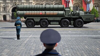 A Russian missile S-400 Triumf system drives across Red Square during the Victory Day military parade in central Moscow. (AFP) A Russian missile S-400 Triumf system drives across Red Square during the Victory Day military parade in central Moscow. (AFP)