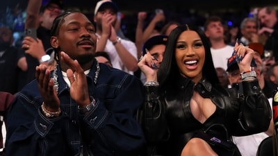 NFL Player Stefon Diggs and rapper Cardi B at Madison Square Garden on May 12, 2025 (Getty Images via AFP)