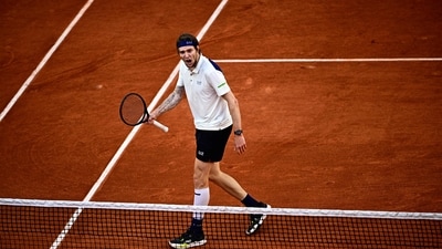 Kazakhstan's Alexander Bublik reacts during his men's singles match against Britain's Jack Draper on day 9 of the French Open tennis tournament (AFP) Kazakhstan's Alexander Bublik reacts during his men's singles match against Britain's Jack Draper on day 9 of the French Open tennis tournament (AFP)