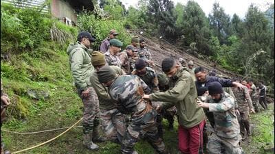 The army camp at Chatten was hit by a landslide after the water level in the Lachen River increased. The army camp at Chatten was hit by a landslide after the water level in the Lachen River increased.