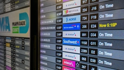 Miami International Airport experienced weather-related disruptions on Monday. (AFP) Miami International Airport experienced weather-related disruptions on Monday. (AFP)