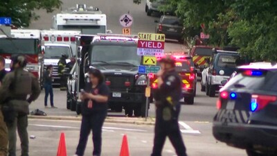 Police work at the scene after an attack that injured multiple people in Boulder, Colorado, U.S. June 1, 2025 in a still image from video. (via REUTERS)
