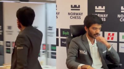D Gukesh secured his first-ever classical victory over a visibly shellshocked Magnus Carlsen. (X/@NorwayChess) D Gukesh secured his first-ever classical victory over a visibly shellshocked Magnus Carlsen. (X/@NorwayChess)