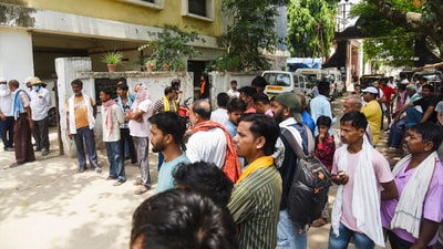 People gather outside the post-mortem department after the death of a minor girl undergoing treatment at PMCH, in Patna, (PTI) People gather outside the post-mortem department after the death of a minor girl undergoing treatment at PMCH, in Patna, (PTI)