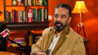 Kamal Haasan has moved the Karnataka High Court to challenge the KFCC ban on his upcoming film, Thug Life. (PTI/Atul Yadav) Kamal Haasan has moved the Karnataka High Court to challenge the KFCC ban on his upcoming film, Thug Life. (PTI/Atul Yadav)
