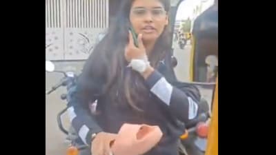 The incident occurred around 3 pm when woman and her husband, both riding a two-wheeler. (X/NMCIndiaa) The incident occurred around 3 pm when woman and her husband, both riding a two-wheeler. (X/NMCIndiaa)