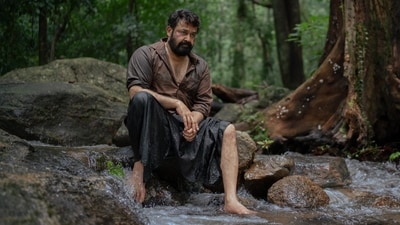 Mohanlal in a still from Thudarum, now streaming on JioHotstar. Mohanlal in a still from Thudarum, now streaming on JioHotstar.