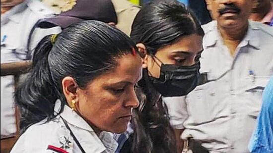 Social media influencer Sharmishtha Panoli, who was arrested by the Kolkata Police for allegedly making communal comments in a a video, being produced at a court, in Kokata, on Saturday (PTI)