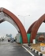 A view of Kartarpur Corridor from Dera Baba Nanak town in Gurdaspur district of Punjab. (HT)