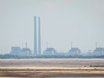 The Zaporizhzhia Nuclear Power Plant from the bank of Kakhovka Reservoir near the town of Nikopol 