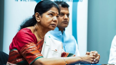 DMK MP Kanimozhi, who is leading an all-party delegation, in Madrid, Spain, on Monday. (India in Spain-X ) DMK MP Kanimozhi, who is leading an all-party delegation, in Madrid, Spain, on Monday. (India in Spain-X )