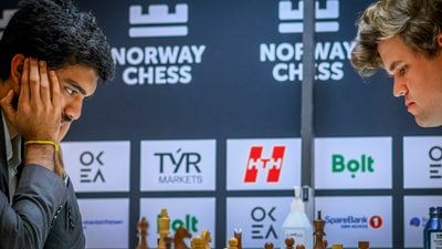 D Gukesh became the second Indian player to beat Carlsen (Norway Chess) D Gukesh became the second Indian player to beat Carlsen (Norway Chess)
