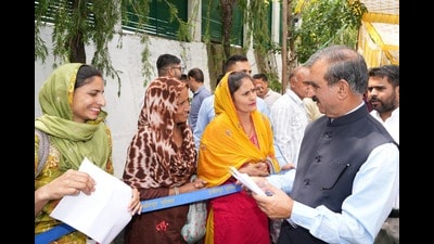 CM Sukhvinder Singh Sukhu hears people’s grievances in Sera area of Hamirpur district on Tuesday. (HT photo) CM Sukhvinder Singh Sukhu hears people’s grievances in Sera area of Hamirpur district on Tuesday. (HT photo)