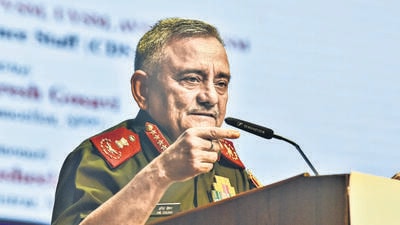 Chief of Defence Staff General Anil Chauhan delivers a lecture on 'Future Wars and Warfare' at Savitribai Phule Pune University, in Pune, on Tuesday. (PTI) Chief of Defence Staff General Anil Chauhan delivers a lecture on 'Future Wars and Warfare' at Savitribai Phule Pune University, in Pune, on Tuesday. (PTI)