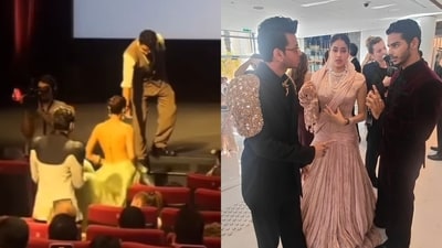 Vishal Jethwa, Janhvi Kapoor and Ishaan Khatter in Cannes