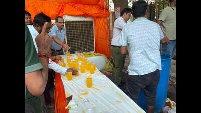 Plastic cups being used at a bhandara event organised in Lucknow on Tuesday Plastic cups being used at a bhandara event organised in Lucknow on Tuesday