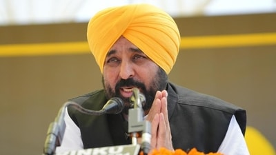 At the centre of the controversy is Bhagwant Mann’s bizarre 'one nation, one husband' quip during a press conference. (HT Photo) At the centre of the controversy is Bhagwant Mann’s bizarre 'one nation, one husband' quip during a press conference. (HT Photo)