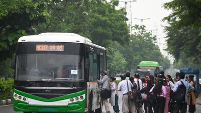 The bus fleet will include 250 standard-floor 12-metre e-buses and 250 standard-floor 9-metre e-buses. Each bus is expected to run 72,000 kilometres annually. The total project is valued at ₹675 crore, said officials. (sunil ghosh/HT Photo) The bus fleet will include 250 standard-floor 12-metre e-buses and 250 standard-floor 9-metre e-buses. Each bus is expected to run 72,000 kilometres annually. The total project is valued at ₹675 crore, said officials. (sunil ghosh/HT Photo)