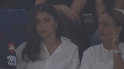Anushka Sharma looked upset as Virat Kohli's early dismissal during IPL finale. Anushka Sharma looked upset as Virat Kohli's early dismissal during IPL finale.