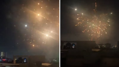 Videos showed fireworks across Bengaluru as home team RCB lifted the IPL trophy. (X/@Bitt2DA) Videos showed fireworks across Bengaluru as home team RCB lifted the IPL trophy. (X/@Bitt2DA)