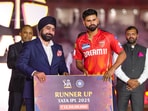 Shreyas Iyer receives the runner up cheque after Punjab Kings fell short in the IPL 2025 final vs RCB. Shreyas Iyer receives the runner up cheque after Punjab Kings fell short in the IPL 2025 final vs RCB.