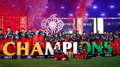 RCB players celebrate lifting the first IPL trophy in franchise history. (ANI)