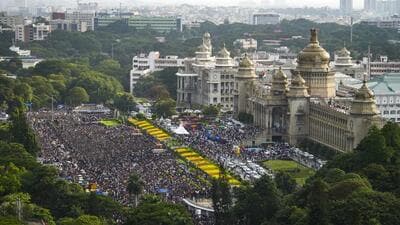 An aerial view of fans gathered during Royal Challengers Bengaluru’s felicitation ceremony at Vidhana Soudha in Bengaluru after the team won IPL 2025 (PTI) An aerial view of fans gathered during Royal Challengers Bengaluru’s felicitation ceremony at Vidhana Soudha in Bengaluru after the team won IPL 2025 (PTI)