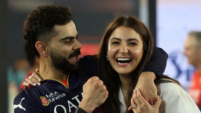 Royal Challengers Bengaluru's Virat Kohli celebrates with his wife, actor Anushka Sharma, after winning the Indian Premier League. REUTERS/Amit Dave (REUTERS)