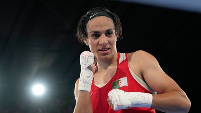 Algeria's Imane Khelif poses after defeating China's Yang Liu to win gold in their women's 66 kg final boxing match at the 2024 Summer Olympics, Friday, Aug. 9, 2024, in Paris, France. (AP Photo/Ariana Cubillos, File) (AP) Algeria's Imane Khelif poses after defeating China's Yang Liu to win gold in their women's 66 kg final boxing match at the 2024 Summer Olympics, Friday, Aug. 9, 2024, in Paris, France. (AP Photo/Ariana Cubillos, File) (AP)