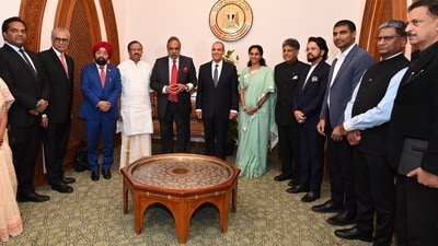 The multi-party delegation of India, led by NCP-SP MP Supriya Sule, with Minister of Foreign Affairs of Egypt Badr Abdelatty, during a meeting in Egypt. The delegation is on a visit to Qatar, South Africa, Ethiopia and Egypt to convey India's message on terror. (X/indembcairo) The multi-party delegation of India, led by NCP-SP MP Supriya Sule, with Minister of Foreign Affairs of Egypt Badr Abdelatty, during a meeting in Egypt. The delegation is on a visit to Qatar, South Africa, Ethiopia and Egypt to convey India's message on terror. (X/indembcairo)