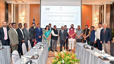 All-party parliamentary delegation led by JD(U) MP Sanjay Kumar Jha meets with Malaysian officials on Monday. (ANI) All-party parliamentary delegation led by JD(U) MP Sanjay Kumar Jha meets with Malaysian officials on Monday. (ANI)