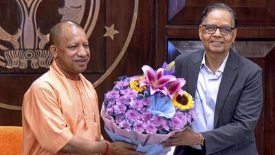 Uttar Pradesh chief minister Yogi Adityanath and 16th Finance Commission chairman Arvind Panagariya at a meeting in Lucknow on Wednesday. (PTI PHOTO) Uttar Pradesh chief minister Yogi Adityanath and 16th Finance Commission chairman Arvind Panagariya at a meeting in Lucknow on Wednesday. (PTI PHOTO)