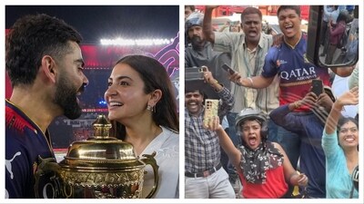 Anushka Sharma joined Virat Kohli on the RCB bus as they winning team received a warm welcome in Bengaluru. Anushka Sharma joined Virat Kohli on the RCB bus as they winning team received a warm welcome in Bengaluru.