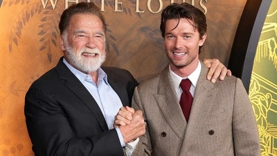 Arnold Schwarzenegger with Patrick Schwarzenegger at The White Lotus screening. Arnold Schwarzenegger with Patrick Schwarzenegger at The White Lotus screening.